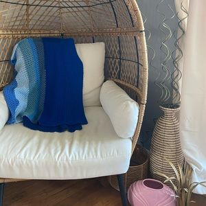 Handmade Afghan blanket striped blue Throw